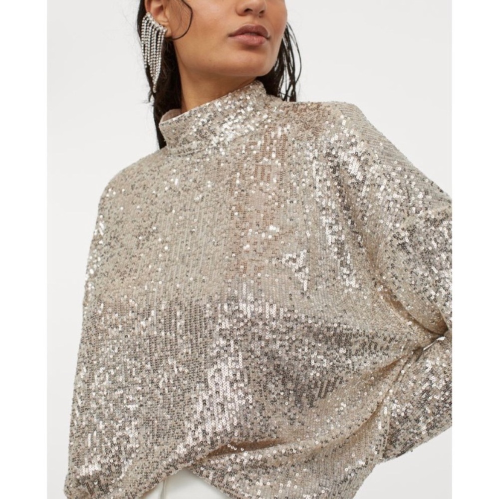 Sequined Long Sleeve Sparkly Top